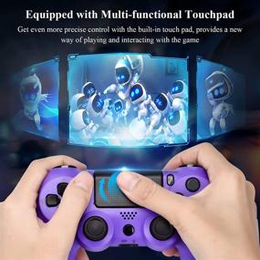 img 1 attached to 🎮 AUGEX 2 Pack P-4 Game Controllers, Wireless Compatible Consoles, Dual Motor Remote Control Game Joystick (Berry+Purple)