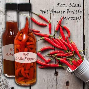 img 1 attached to 🌶️ 48-Pack of 5 oz. Clear Glass Woozy Hot Sauce Bottles with Black Cap and Orifice Reducer