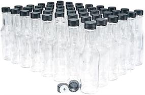 img 4 attached to 🌶️ 48-Pack of 5 oz. Clear Glass Woozy Hot Sauce Bottles with Black Cap and Orifice Reducer