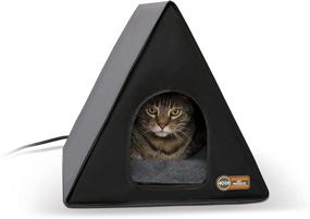 img 4 attached to 🏠 K&amp;H Pet Products Heated A-Frame Shelter in Gray/Black - Indoor/Outdoor, 18 X 14 Inches, 20 Watts