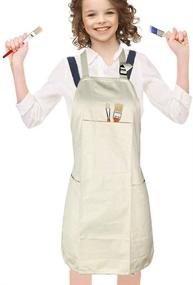 img 4 attached to 👨 Adjustable Kids Apron with 4 Pockets for Baking and Painting - Perfect for Little Chefs and Artists