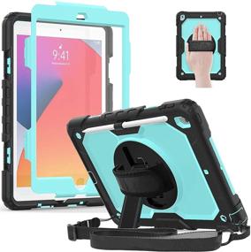 img 4 attached to 👶 Light Blue TSQ iPad 8th/7th Generation Case for Kids Boys with Screen Protector - Shockproof Case with Stand, Hand Grip, Shoulder Strap, and Pencil Holder - Compatible with iPad 8th 7th Gen 2020/2019 - 10.2 Inch