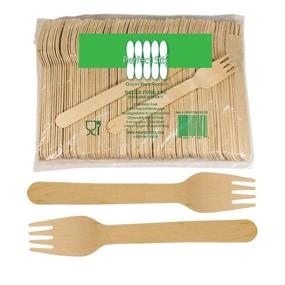 img 2 attached to 🍴 100-Pack of 6-Inch All-Natural Wooden Compostable Forks by Perfect Stix – Disposable Eco-Friendly Cutlery