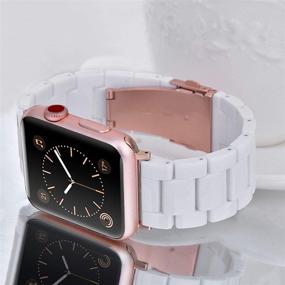 img 1 attached to Ремешок V-MORO из смолы для Apple Watch Band 38mm 40mm iWatch Series 6/5/4/3/2/1/SE с бляшкой из нержавеющей стали - белый ремешок для замены на запястье для женщин, девушек и мужчин (38mm/40mm)