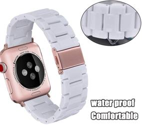 img 2 attached to Ремешок V-MORO из смолы для Apple Watch Band 38mm 40mm iWatch Series 6/5/4/3/2/1/SE с бляшкой из нержавеющей стали - белый ремешок для замены на запястье для женщин, девушек и мужчин (38mm/40mm)