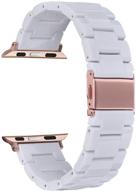 ремешок v-moro из смолы для apple watch band 38mm 40mm iwatch series 6/5/4/3/2/1/se с бляшкой из нержавеющей стали - белый ремешок для замены на запястье для женщин, девушек и мужчин (38mm/40mm) логотип