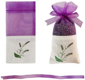 img 4 attached to 🌸 Insoftb Lavender Pattern Sachet Bags: 15pcs Empty Storage Bags for Lavender Buds, Rose Herbs, Organza Gauze, Cotton, Ramie Sacks with Ribbons