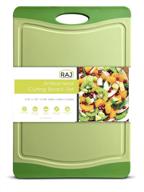 🥒 raj plastic reversible cutting board - dishwasher safe chopping board with juice groove, large handle, non-slip - bpa free - small size (11.42 x 7.87 inches) - lime green logo