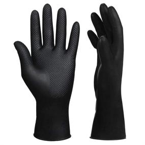 img 4 attached to 🧤 2Pcs Reusable Rubber Hair Dye Gloves - Black Professional Hair Coloring Accessories for Hair Salon Hair Dyeing