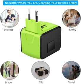 img 1 attached to 🌍 SAUNORCH Universal Travel Power Adapter: High-Speed 2.4A USB Ports, European Plug, Worldwide AC Outlets - Green