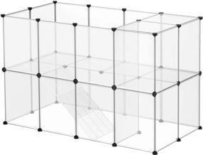 img 4 attached to 🐹 SONGMICS Guinea Pig Playpen: Spacious C&C Cage with Stairs & DIY Plastic Fence - Ideal for Hamsters, Rabbits, and Small Pets - ULPC005W01