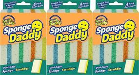 img 4 attached to Scrub Daddy Sponge Daddy: Dual Sided Sponge & Scrubber with FlexTexture Technology - Multiuse, Deep Cleaning, Scratch Free - 4ct (Pack of 3)