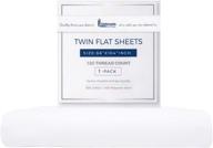 🛏️ linteum textile supply twin size white bed sheets – soft and comfortable 180 thread count percale flat sheets for home, hospitals, spas, and rental properties (1 piece, 66x104 inches) logo