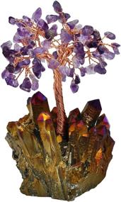 img 2 attached to 🌳 SUNYIK Natural Amethyst Money Tree: Exquisite 4-Inch Gold Purple Titanium Crystal Cluster Base Bonsai Sculpture