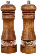 🌶️ haomacro pepper grinder set: wood salt & pepper mills with acrylic window & adjustable ceramic grinding rotor - 2 pack, 6.5 inch - refillable manual salt grinder & pepper mill logo