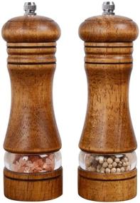 img 4 attached to 🌶️ Haomacro Pepper Grinder Set: Wood Salt & Pepper Mills with Acrylic Window & Adjustable Ceramic Grinding Rotor - 2 Pack, 6.5 inch - Refillable Manual Salt Grinder & Pepper Mill