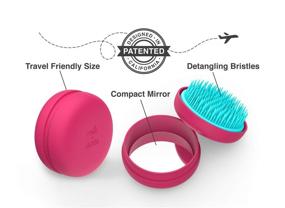 img 3 attached to 🌟 Ultimate On-The-Go Hair Solution: Milk+Sass Macaron Travel Brush with Compact Mirror Case - Superior Detangling for Women and Kids - Perfect Gift Idea - Raspberry Blue Mint