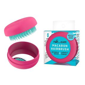 img 4 attached to 🌟 Ultimate On-The-Go Hair Solution: Milk+Sass Macaron Travel Brush with Compact Mirror Case - Superior Detangling for Women and Kids - Perfect Gift Idea - Raspberry Blue Mint