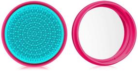 img 1 attached to 🌟 Ultimate On-The-Go Hair Solution: Milk+Sass Macaron Travel Brush with Compact Mirror Case - Superior Detangling for Women and Kids - Perfect Gift Idea - Raspberry Blue Mint