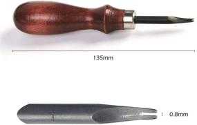img 3 attached to 🔪 WUTA Кожаный косарь краев - коса с высокоуглеродистой сталью и рукояткой из кожи для кожевенного ремесла - Острое режущее орудие для обтравливания - Размер 1 / 0,8 мм