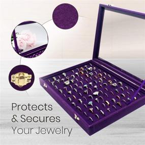 img 1 attached to 💍 Purple Ring Organizer Display Case - Jewelry Tray with 100 Slots for Rings and Earrings - Ideal Storage Box for Shows and More