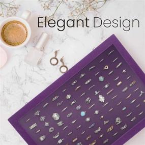 img 2 attached to 💍 Purple Ring Organizer Display Case - Jewelry Tray with 100 Slots for Rings and Earrings - Ideal Storage Box for Shows and More