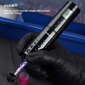 img 3 attached to 🖋️ Mast Lancer Wireless Rotary Tattoo Pen Machine with 2 Replaceable 1900mAh Batteries, Digital LED Display Power Supply - Q015 (Black)