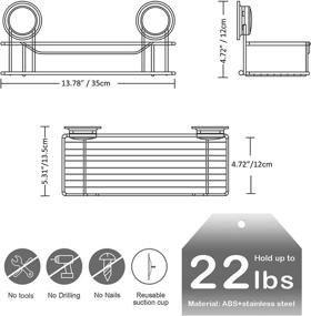 img 1 attached to Suction Cup Shower Organizer - YIFINY Large Capacity Shower Shelf, Stainless Steel Wall Mounted Basket for Bathroom & Kitchen - No-Drilling Solution