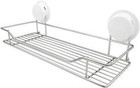 img 4 attached to Suction Cup Shower Organizer - YIFINY Large Capacity Shower Shelf, Stainless Steel Wall Mounted Basket for Bathroom & Kitchen - No-Drilling Solution