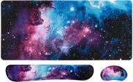 🖱️ artiron mouse pad set with memory foam ergonomic wrist rest - extended desk pad (35.4 x 15.7 in) - non-slip waterproof mouse pad for home office, study, and gaming - starry sky design logo