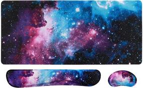 img 4 attached to 🖱️ Artiron Mouse Pad Set with Memory Foam Ergonomic Wrist Rest - Extended Desk Pad (35.4 x 15.7 in) - Non-Slip Waterproof Mouse Pad for Home Office, Study, and Gaming - Starry Sky Design