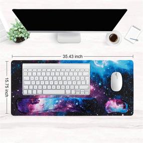 img 3 attached to 🖱️ Artiron Mouse Pad Set with Memory Foam Ergonomic Wrist Rest - Extended Desk Pad (35.4 x 15.7 in) - Non-Slip Waterproof Mouse Pad for Home Office, Study, and Gaming - Starry Sky Design