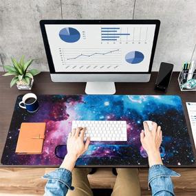 img 2 attached to 🖱️ Artiron Mouse Pad Set with Memory Foam Ergonomic Wrist Rest - Extended Desk Pad (35.4 x 15.7 in) - Non-Slip Waterproof Mouse Pad for Home Office, Study, and Gaming - Starry Sky Design