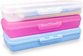 img 1 attached to Durable Plastic Pencil Box Storage Box - Small Colorful Multi-Purpose Pencil Case for School Supplies (3 Pack)