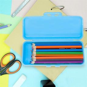 img 2 attached to Durable Plastic Pencil Box Storage Box - Small Colorful Multi-Purpose Pencil Case for School Supplies (3 Pack)