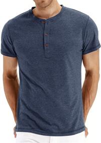 img 4 attached to Повседневные футболки DUOFIER Henley, легкий вес