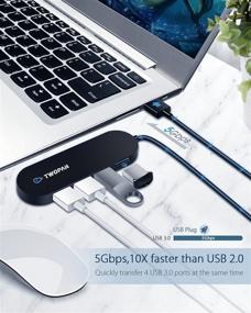 img 3 attached to 🔌 TWOPAN USB Hub Adapter: Ultra Slim 4 Port USB Hub 3.0 with Long Cable – High Speed USB Splitter for Laptop, Desktop, and More