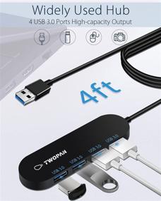 img 1 attached to 🔌 TWOPAN USB Hub Adapter: Ultra Slim 4 Port USB Hub 3.0 with Long Cable – High Speed USB Splitter for Laptop, Desktop, and More
