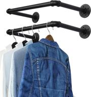 👔 oropy industrial pipe clothes rack 21.6” set of 2 - heavy duty black iron garment bar for laundry room and closet storage logo