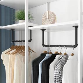 img 2 attached to 👔 OROPY Industrial Pipe Clothes Rack 21.6” Set of 2 - Heavy Duty Black Iron Garment Bar for Laundry Room and Closet Storage