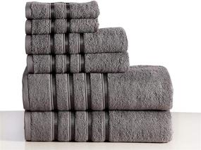 img 1 attached to Wicker Park 550 GSM Ultra Soft Luxurious 6-Piece Towel Set (Grey): Bath & Hand Towels, Washcloths - Long-Staple Combed Cotton, Spa Hotel Quality, Super Absorbent & Machine Washable