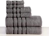 wicker park 550 gsm ultra soft luxurious 6-piece towel set (grey): bath & hand towels, washcloths - long-staple combed cotton, spa hotel quality, super absorbent & machine washable logo