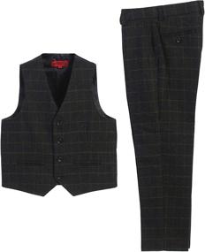 img 4 attached to Tweed Plaid Vest and Pants Set for Kids and Boys - Gioberti