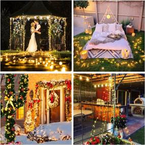 img 1 attached to JMEXSUSS 2 Pack Christmas Fairy Lights Battery Operated - 100 LED 33ft Remote 🎄 Control Fairy Lights: Warm White Twinkle String Lights Outdoor Waterproof for Bedroom Indoor Wedding Xmas Decoration