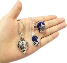 img 1 attached to PPX Daywalking Katherine Necklace Pendant Charm Necklace - Royal Blue, Vampire Diaries Daylight Walking Signet Damon's Ring for Fans, with Transparent Box