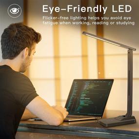 img 2 attached to 🌟 Multifunctional LED Desk Lamp: Colorsmoon 2-in-1 Dimmable Office Table Lamp with 35 Light Settings, Built-in Wireless Charger & USB Charging Port - Ideal for Home Office, Study, Reading, and Living Spaces