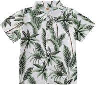 🌴 boys button down shirts - hawaiian leaf print aloha summer trip short sleeve dress shirt tops for 1-8 year olds logo