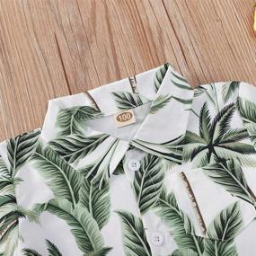 img 2 attached to 🌴 Boys Button Down Shirts - Hawaiian Leaf Print Aloha Summer Trip Short Sleeve Dress Shirt Tops for 1-8 Year Olds