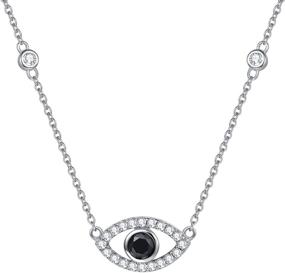 img 4 attached to 🧿 FANCIME Yom Kippur Gifts: Sterling Silver Evil Eye Necklace and Bracelet Set with Cubic Zirconia Simulated Diamond Pendant, Danity Fine Jewelry for Women and Girls