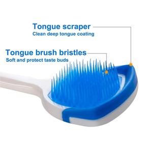 img 3 attached to 👅 Tongue Brush and Scraper Set for Effective Bad Breath Control - 4 Pack (Blue, Green, Orange, Red)